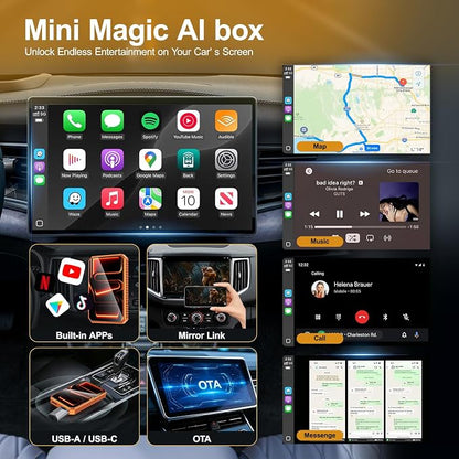 Wireless CarPlay Android Auto Adapter with HDMI & USB Port, Magic AI Box Built-in Play Store YouTube, TikTok, and Screen Mirroring, Plug and Play Wireless CarPlay Converter