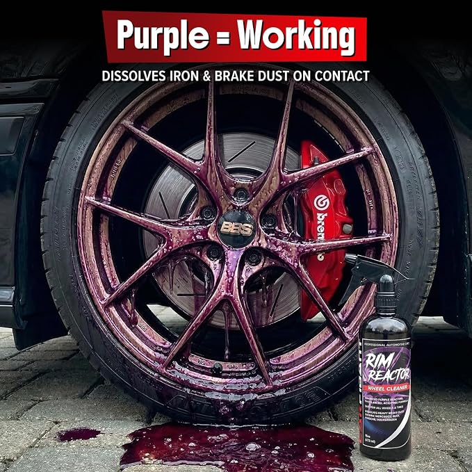 Rim Reactor Wheel Cleaner Spray – Gel Concentrated Formula – Removes Brake Dust, Grime & Dirt – Non-Acid, pH Neutral – Safe for Alloy, Aluminum, Chrome & Black Wheels – Rim Care Solution – Gallon