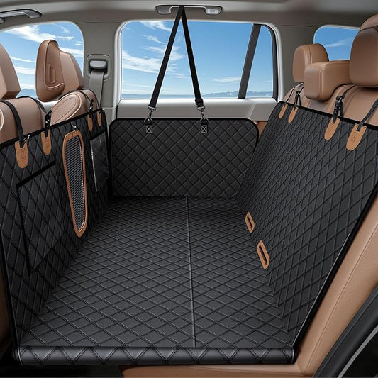 A-Pce 2025 Upgraded 600D Oxford Dog Car Seat Cover for Pets, Waterproof Scratch Resistant Nonslip Back Seat Protector, Heavy Duty Durable Pet Travel Hammock for Sedan SUV, Black