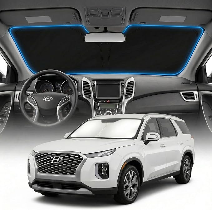 for Hyundai Palisade Sun Shade Windshield Cover - Custom Fit Palisade Accessories 2020-2025 2026 Sunshade Foldable UV Protection & Heat Shield Sun Visor Accessories