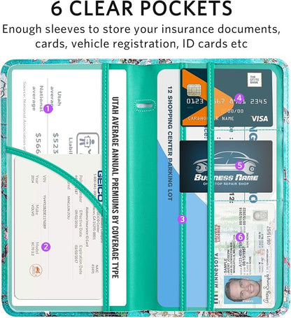 CoBak Car Registration and Insurance Holder - Vehicle Glove Box Car Organizer,Auto Truck Comparment Accessories Case with Magnetic Closure for Driver License,Cards