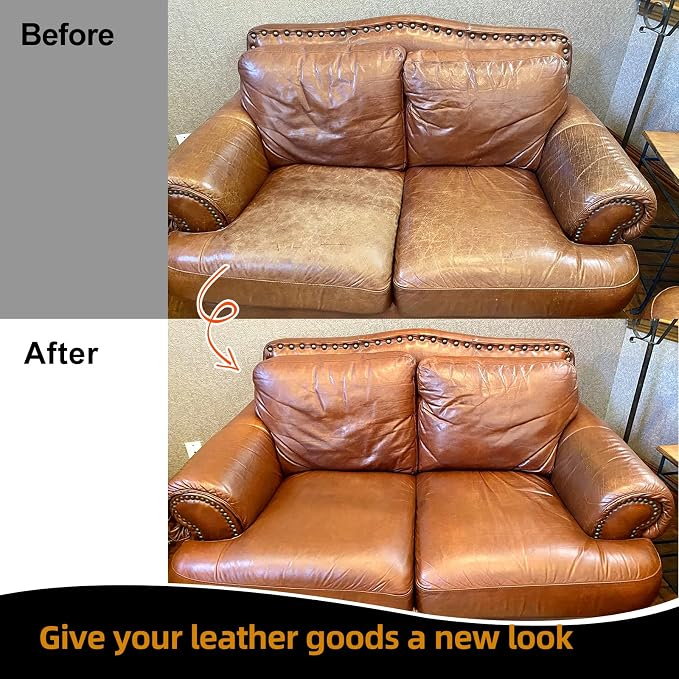 Leather Recoloring Balm, Leather Color Restorer, Leather Restorer for Couches, Leather Scratch Remover, Leather Scratch Repair, Leather Repair Kit for Furniture, Leather Dye (Gray)