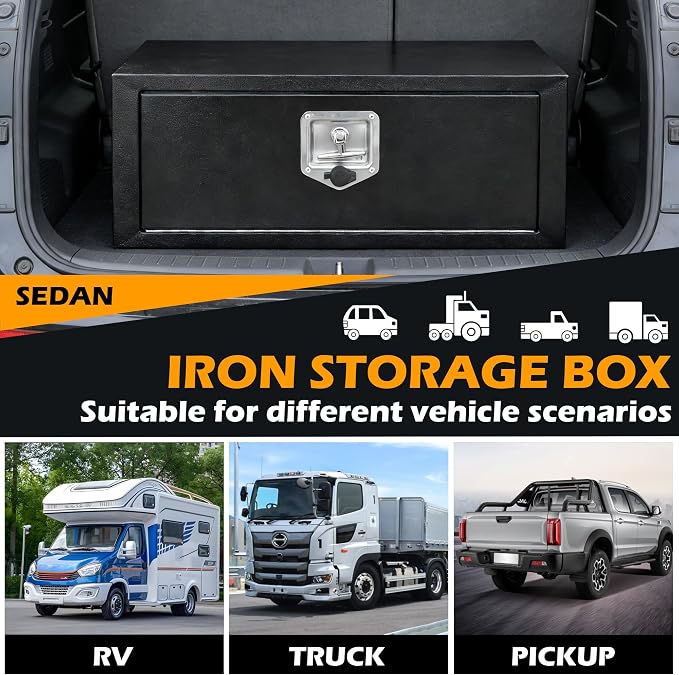 36" Underbody Truck Tool Box, Heavy Duty Steel Underbody Toolbox with T-Handle Lock & Weatherproof Seal, Lockable Truck Trailer Tool Box for Pickup, Flatbed, RV, Van, Utility Tractor - 36 x 18 x 18