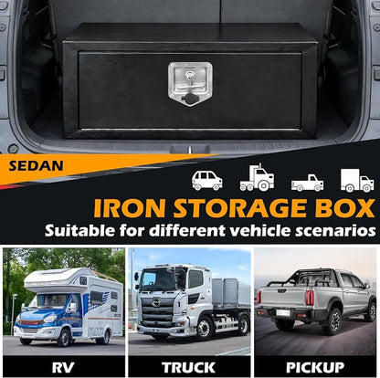36" Underbody Truck Tool Box, Heavy Duty Steel Underbody Toolbox with T-Handle Lock & Weatherproof Seal, Lockable Truck Trailer Tool Box for Pickup, Flatbed, RV, Van, Utility Tractor - 36 x 18 x 18