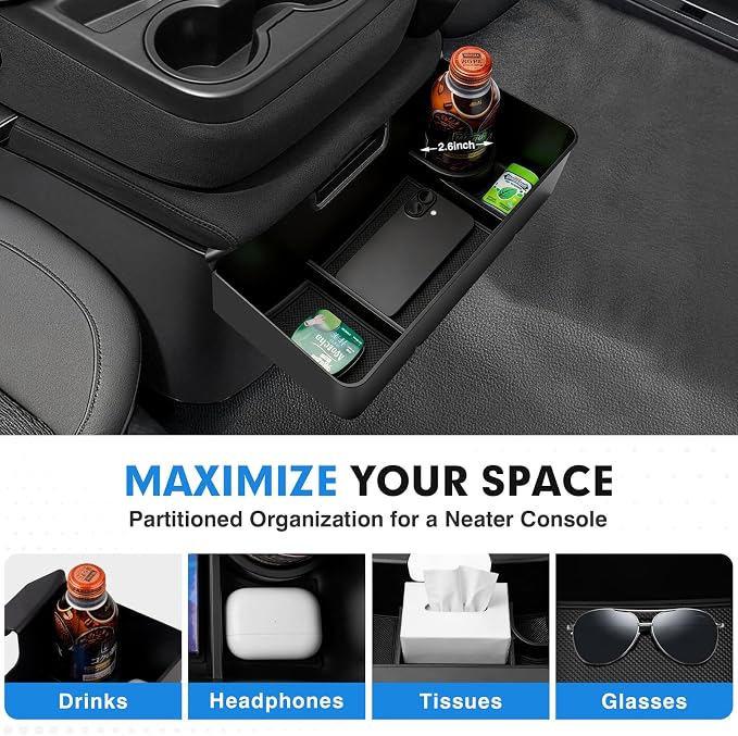 Autorder Center Console Hanging Organizer for 2019-2026 Chevy Silverado/GMC Sierra 1500 & 2020-2026 Chevrolet Silverado/Sierra 2500HD 3500HD Accessories - Split-Bench Folding Seat Only