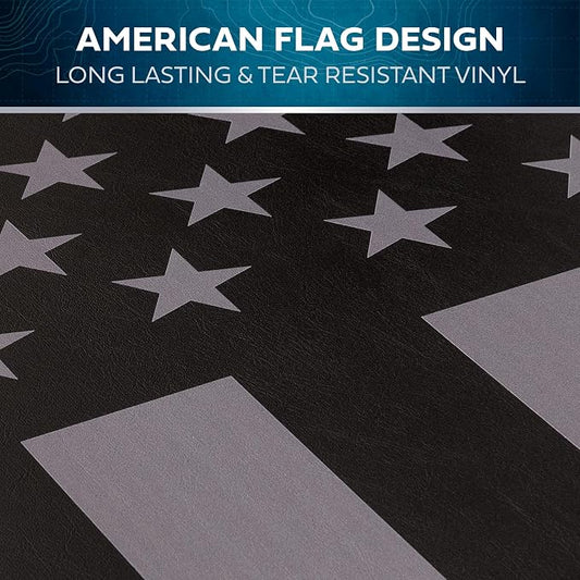 American Flag Truck Tonneau Cover for Ford F-250 F-350 Super Duty 1999-2016 / F-350 with 6.8 ft Bed Length, All-Weather Soft Roll Truck Bed Cover for Truck Black/Gray Flag