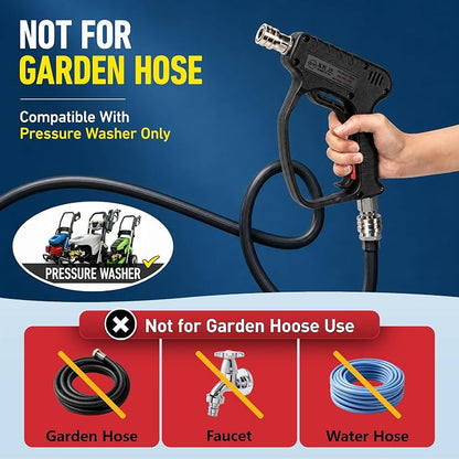 Pressure Washer Short Gun, 5000 PSI/10.5 GPM High Power Washer Spray Gun with 3/8'' Swivel Quick and M22-14mm Connect for Foam Cannon Car Wash
