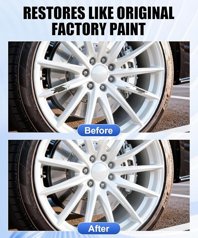 Amiss Crystal Sliver Rim Repair Kit, Wheel Paint and Rim Paint Touch Up Pen for Curb Rash, Universal Alloy Wheel Scratch Repair for Scratches and Scuffs, Car Accessories (Crystal Sliver)