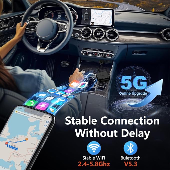 for iPhone 17 Wireless Carplay Adapter Compatible iPhone 17 Pro Max Air 16e 16 15,Automatic iPhone Carplay Wireless Adapter Convert Factory Wired to Wireless Plug and Play Car Play Fits Cars