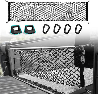 BestEvMod Cargo Mesh Net for Pickup Truck Bed Fit for Tesla Cybertruck 2026 2025 2024 Accessories Mesh Extra Strong Hook Stretchable Trunk Organizer Cargo Net(Stand Envelope Net, Reinforced POM Hooks)