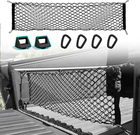 BestEvMod Cargo Mesh Net for Pickup Truck Bed Fit for Tesla Cybertruck 2026 2025 2024 Accessories Mesh Extra Strong Hook Stretchable Trunk Organizer Cargo Net(Stand Envelope Net, Reinforced POM Hooks)
