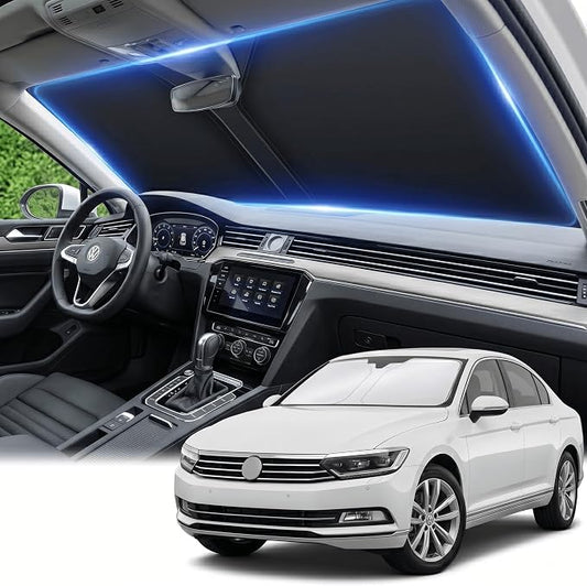 Windshield Sun Shade for VW/Volkswagen Passat 2012-2022 Sunshade Front Window Shade Custom Fit Passat Accessories Sun Visor Foldable Shade Blocks UV Rays Accessories