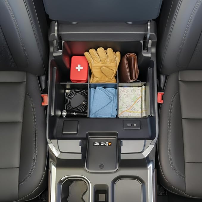 Vehicle OCD Center Console Organizer for Chevy Silverado 1500 / GMC Sierra 1500 (2022-2026) & 2500/3500 HD (2024-2026) (Full Console w/Bucket Seats ONLY) - Made in USA - SLX177