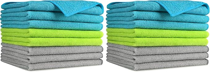 AIDEA Microfiber Cleaning Cloth-8PK, Soft Microfiber Towels for Cars, Absorbent Cleaning Rags, Lint-Free Streak-Free Wash Cloths for House, Kitchen, Window(12in.x16in.) (Pack of 2)