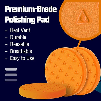 3 Pcs Polishing Pad, Orange Heacy Cut Buffing Pads, 5.5 Inch Face for 5 Inch 125mm Backing Plate Compound Buffing Sponge Pads for Car Buffer Boat Polisher Compounding, Polishing & Waxing
