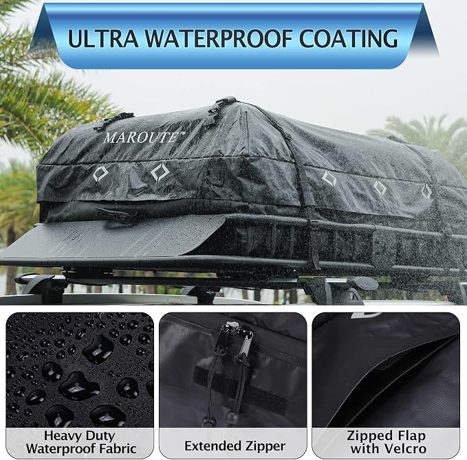IDEALHOUSE 2024 New Rooftop Cargo Carrier Bag – 15 Cu Ft Heavy-Duty Robust Waterproof & Durable Storage Bag, Universal Fit with 8 Door Hooks