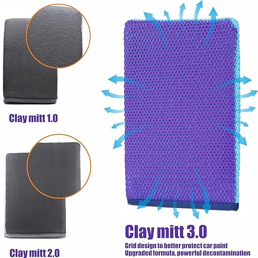 Auto Detailing Clay Bar Mitt, Detailing Clay Mitt for Paint, Glass, Wheels, Car’s Paint Claying, Paint Prep for Wax, Polish and Sealant (8.7in. x 5.7in, Purple)