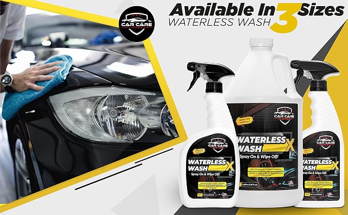 Waterless Wash X-Car Detailing, 128 oz Concentrate | No Water Necessary, Quick Detailer for Any Vehicle, Spray On & Wipe Off, Use in Garage, at Work, or Anywhere