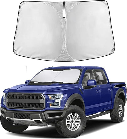 EcoNour Ford F150 Windshield Sun Shade 2021-2024 2025 2026 Custom Fit Sunshade for Lariat, King Ranch, Platinum, XL, XLT, Limited, Raptor Front Windshield Sunshade, Car Accessories
