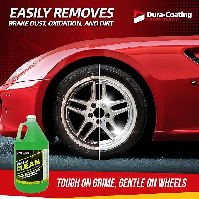 DURA-COATING TECHNOLOGY, Wheely Clean - Professional Wheel Cleaner | Highly Effective for Chrome, Aluminum, and Clear-Coated Wheels | 1 Gallon Ready-to-Use Wheel and Rim Cleaner Solution, Made in USA