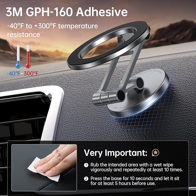SYNCWIRE Fits MagSafe Car Mount, [All-Metal] Magnetic Phone Holder for Car, [Flexible Three-axis] 360° Rotation Magnetic Car Mount Strong Magnets Car Phone Holder for iPhone 17 16 15 14 Pro Max