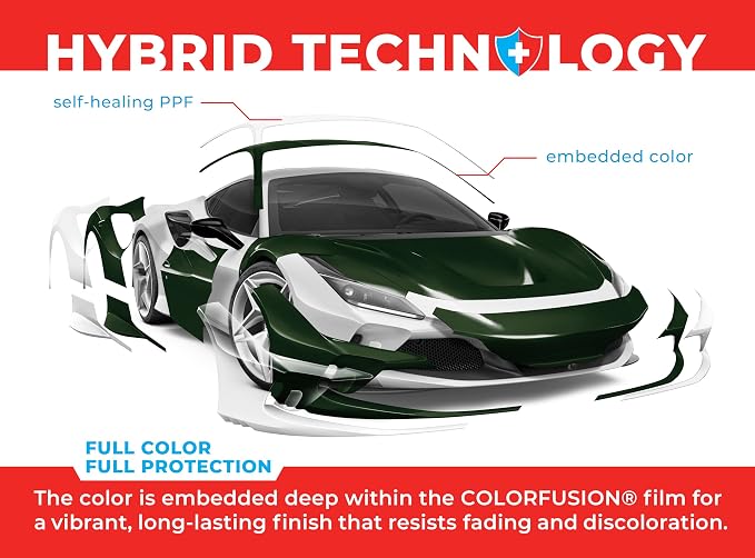 ColorFusion PPF by VViViD, Gloss Dark Olive Green Dry Apply PPF Vinyl Car Wrap Roll 20ft x 5ft