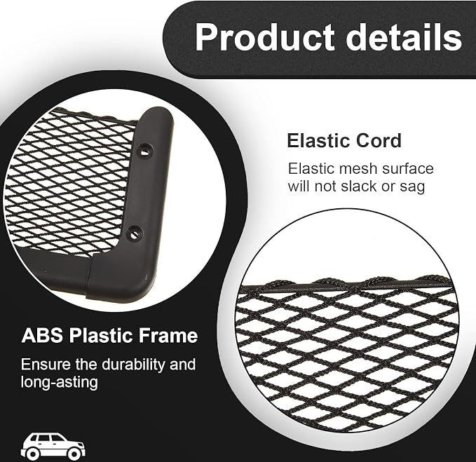 Frienda 2 Pcs ABS Plastic Frame Car Storage Net Bag Phone Car Mesh Net Holder RV Storage Boat Cargo Pocket Organizer Framed Mesh Pocket with Screws for Auto RV (13.8 x 5 Inch)