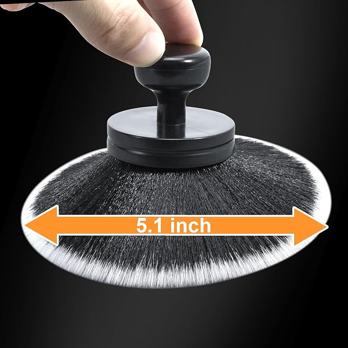 BABYSHEEP Ultra Soft Bristles Detailing Brush -Synthetic Brush, Car Detail Brush, 5.0 Inch Diameter Covers Large Area Inside or Outside Vehicles (Black-Grey)