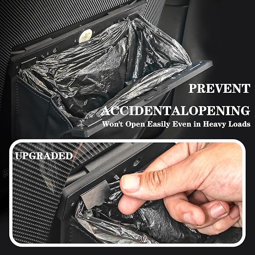 SADELOOS Universal Automotive Trash Can, Waterproof LED Light Garbage Bin Leather Garbage Can, Automotive Garbage Cans, Automotive Accessories