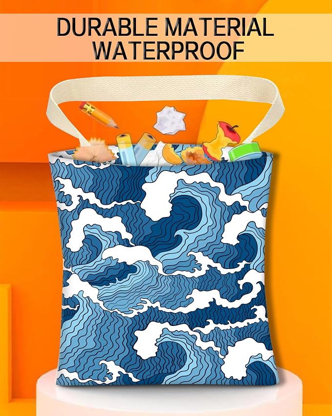 Car Garbage Can, Hanging Car Trash Can Bag for Back Seat Organizer, Cute Blue Sea