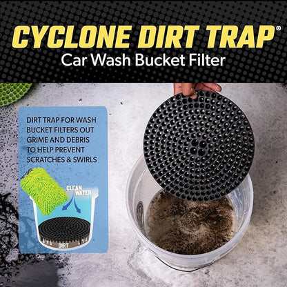 Chemical Guys Cyclone Dirt Trap Car Wash Bucket Insert - Filter Removes Dirt and Debris While You Wash, Helps Prevent Scratches, Perfect for Cars, Trucks, SUVs, RVs, and Motorcycles - 12 inch, Black