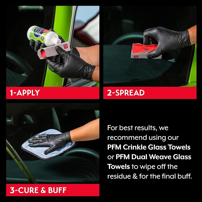 Griot's Garage Ceramic Glass Coating Kit for Cars, SiO2 Hydrophobic Sealant for Windshields and Auto Detailing, Includes Applicator Pad and Microfiber Towels, 10867