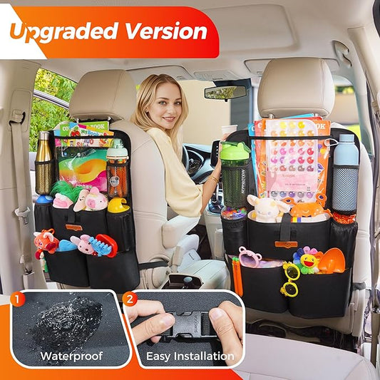 SURDOCA Car Organizers and Storage with 11-inch Touch Screen Tablet Holder, Backseat Car Organizer with 8 Pockets, Car Seat Protector Road Trip Essentials for Kids