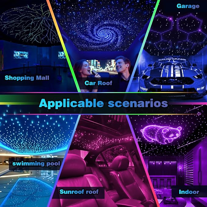 Twinkle Starlight Headliner Light,32W 1000pcs 13.1ft LED Star Ceiling Fiber Optic Light Kit APP/Remote Control for Car/Home/Party