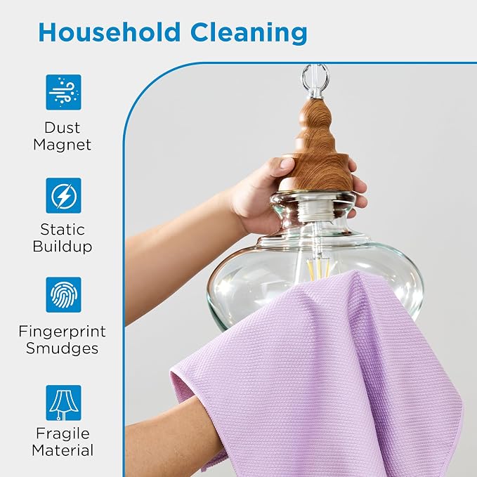 Professional Auto Detailing Microfiber Cloths 6 Pack, 15.5"x15.5" Glass Cleaning Towels for Car Windshield, Window and Interior, Lint Free Streak Free Polishing Rags for High Gloss Shine