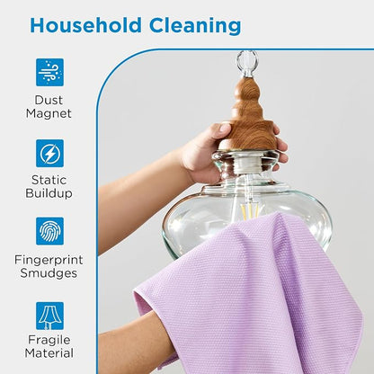 Professional Auto Detailing Microfiber Cloths 6 Pack, 15.5"x15.5" Glass Cleaning Towels for Car Windshield, Window and Interior, Lint Free Streak Free Polishing Rags for High Gloss Shine