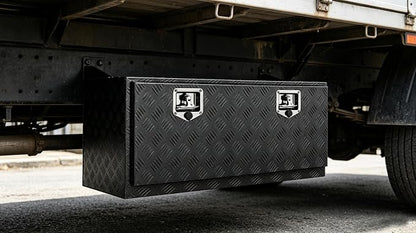 30“L x 17" W x 18" H Aluminum Underbody Truck Toolbox with Lock | Waterproof Square Truck Storage Organizer Chest for Pick Up Truck Bed, RV Trailer, Van, Black Tool Box