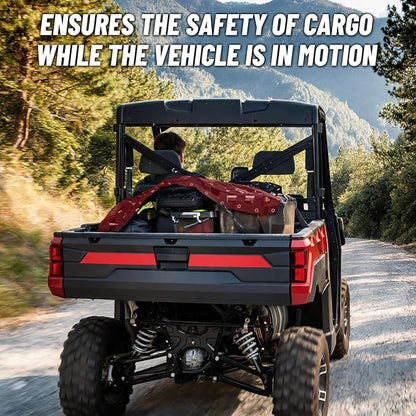 StarknightMT Cargo Net with Adjustable Straps Compatible with Truck Pickup UTV Polaris Ranger General Can-am Defender Commander Kawasaki Mule CFmoto UForce 45.7 * 27.2 inch Black Nylon