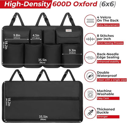 SURDOCA Car Trunk Organizer, LARGE CAPACITY Car Storage Bag with 8 Pockets, 7X Upgraded Trunk Storage Organizer for Car, SUV, Truck, MPV