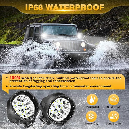 Auxbeam P4 Series 4 Inch 90W Round LED Offroad Lights, Spot Beam LED Pods Off-Road Spotlights, 4x4 4WD Driving Light Bar A-Pillar Bumper Grille Hood Mount, Pair