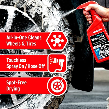 Mothers Foaming Wheel & Tire Cleaner, 1 gal. – Foaming Action Lifts Brake Dust & Grime, Safe for Factory-Coated Wheels, Restores, Cleans, Finishes Fast, Spot-Free Rinse (05902)