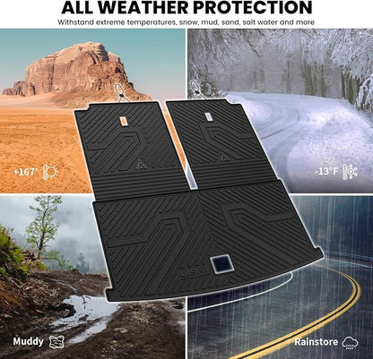 LASFIT Cargo Mat for Volkswagen VW Atlas 2018-2026(Not fit Cross Sport), All Weather TPE Custom Fit Trunk Mat & Seatback Mat for VW Atlas 6&7 Seats Accessories, Black, Easy to Clean