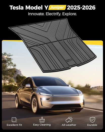 3W Tesla Model Y Juniper Cargo Liner 2025 2026, Rear Trunk Mat, 2025 2026 Model Y Juniper Accessories, TPE Anti-Slip All Weather Custom Fit Vigormold™
