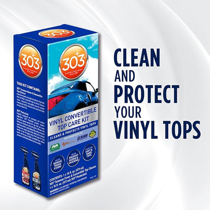303 Products 30510 Convertible Vinyl Top Cleaning and Care Kit - Cleans And Protects Vinyl Tops - Includes Tonneau Cover And Convertible Top Cleaner 16 fl. oz. + Automotive Protectant 16 fl. oz.,,Blue
