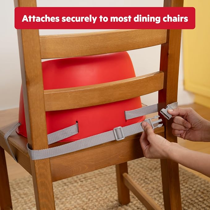 Bright Starts Disney Cars My Spot Easy-Clean Baby Booster Feeding Chair, 3-Point Harness, Washable Removable Straps, Red
