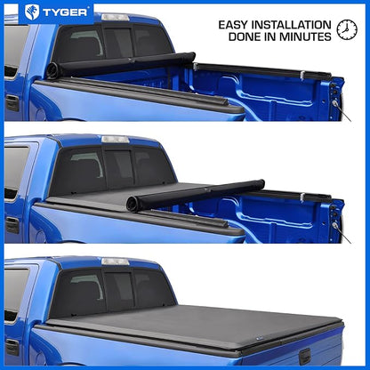 Tyger Auto T1 Soft Roll-up Truck Bed Tonneau Cover Compatible with 2007-2013 Toyota Tundra | 6.5' (79") Bed | TG-BC1T9039