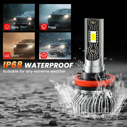 Driving Light Bulb Fit for Chevy Silverado 1500 2007-2015 / Silverado 2500HD 3500HD 2007-2021 High Low Beam Fog Light Bulbs Combo Pack Plug and Play,6500K White Car Lamp Kit,IP68 6-Pack