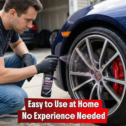 Carfidant Rim Reactor Wheel and Rim Cleaner Spray - Removes Brake Dust & Grime - Safe for BMW, Mercedes, Audi, VW & Porsche - No Scrub, pH Neutral, Non-Acidic Tire Cleaner - 32 fl oz
