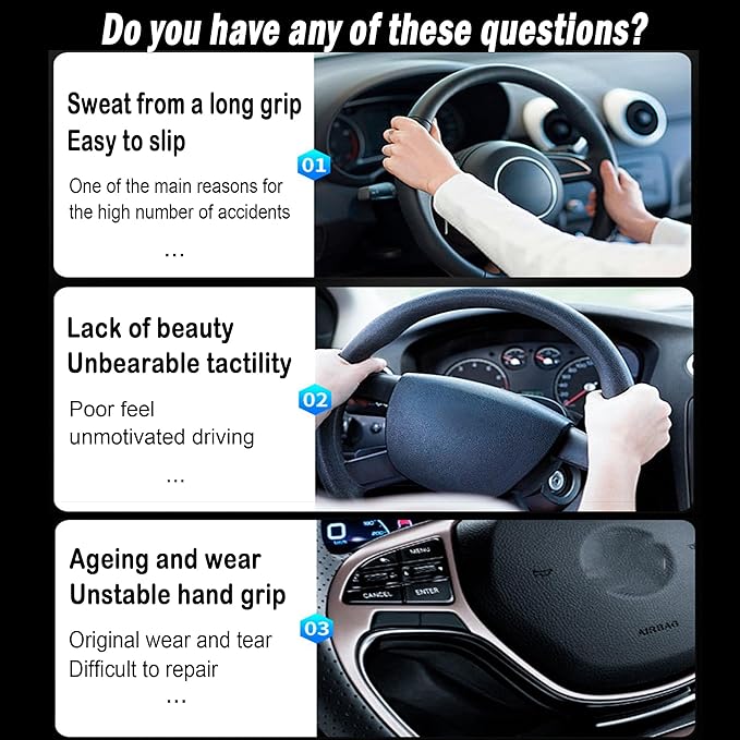Carbon Fiber Steering Wheel Cover, 2-Piece Set Anti-Skid Comfortable Grip Segmented Butterfly Design, Easy Snap-On Installation Universal Fit 99% Cars, Red