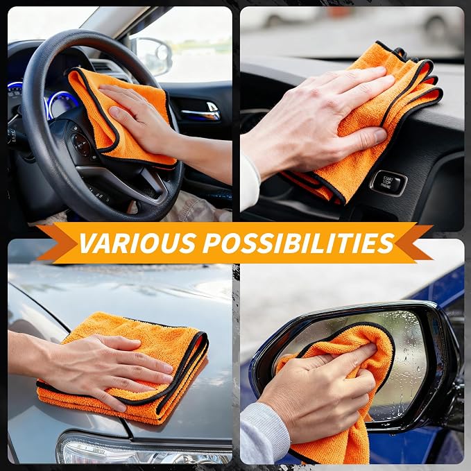 6PCS Microfiber Towels for Cars 36x25 Inch Microfiber Cleaning Cloths Bulk Soft Car Detailng Towel Cloths 450 GSM Detailing Buffing Quick Drying Towel Polishing Waxing Auto Detailing Towel Cloth